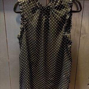 Who What Wear Black and White Polka Dot Top